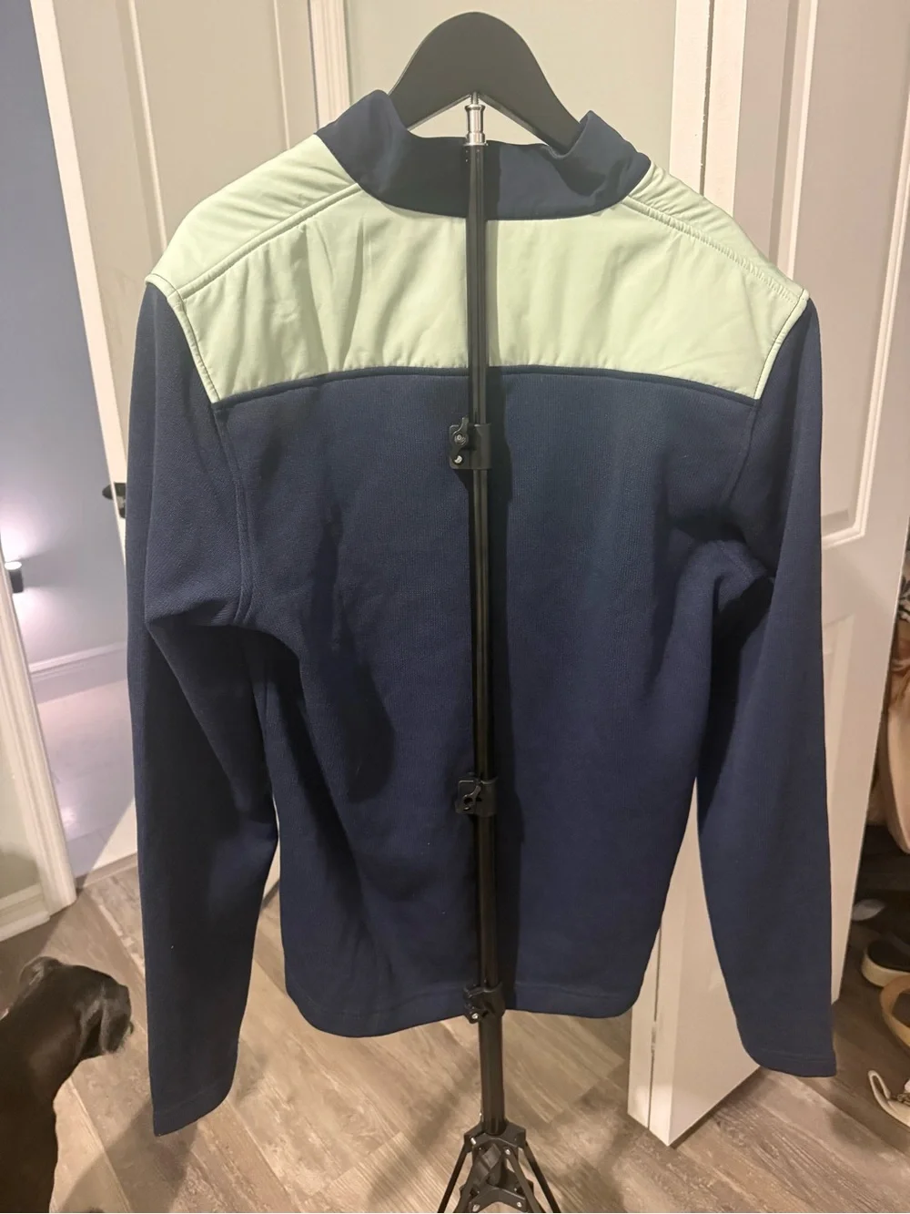 Men's Navy Blue Colorblock Snap-Front Sweater